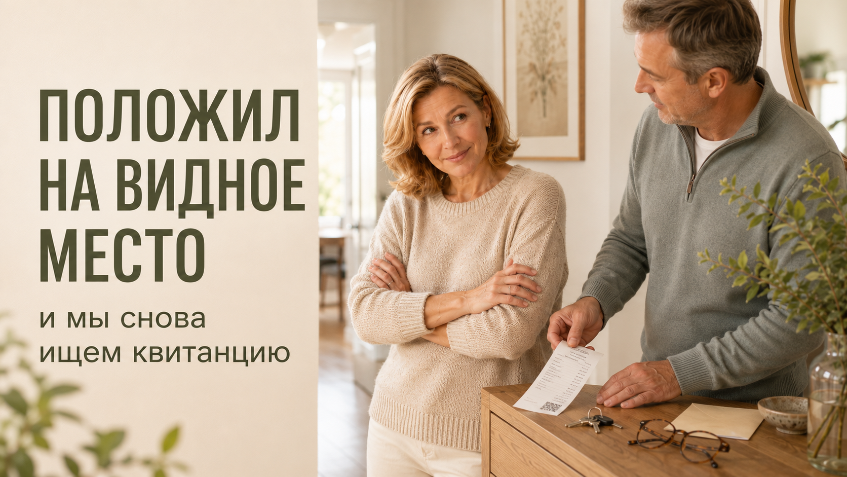 Муж Анны снова положил квитанцию на видное место
